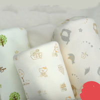 HKM-978707 Cotton Fabric with Cartoon Patterns - Natural White, Baby Elephants, Forest Scenes, Colorful Designs