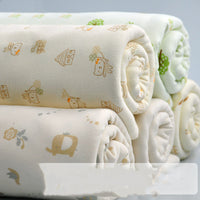 HKM-978707 Cotton Fabric with Cartoon Patterns - Natural White, Baby Elephants, Forest Scenes, Colorful Designs