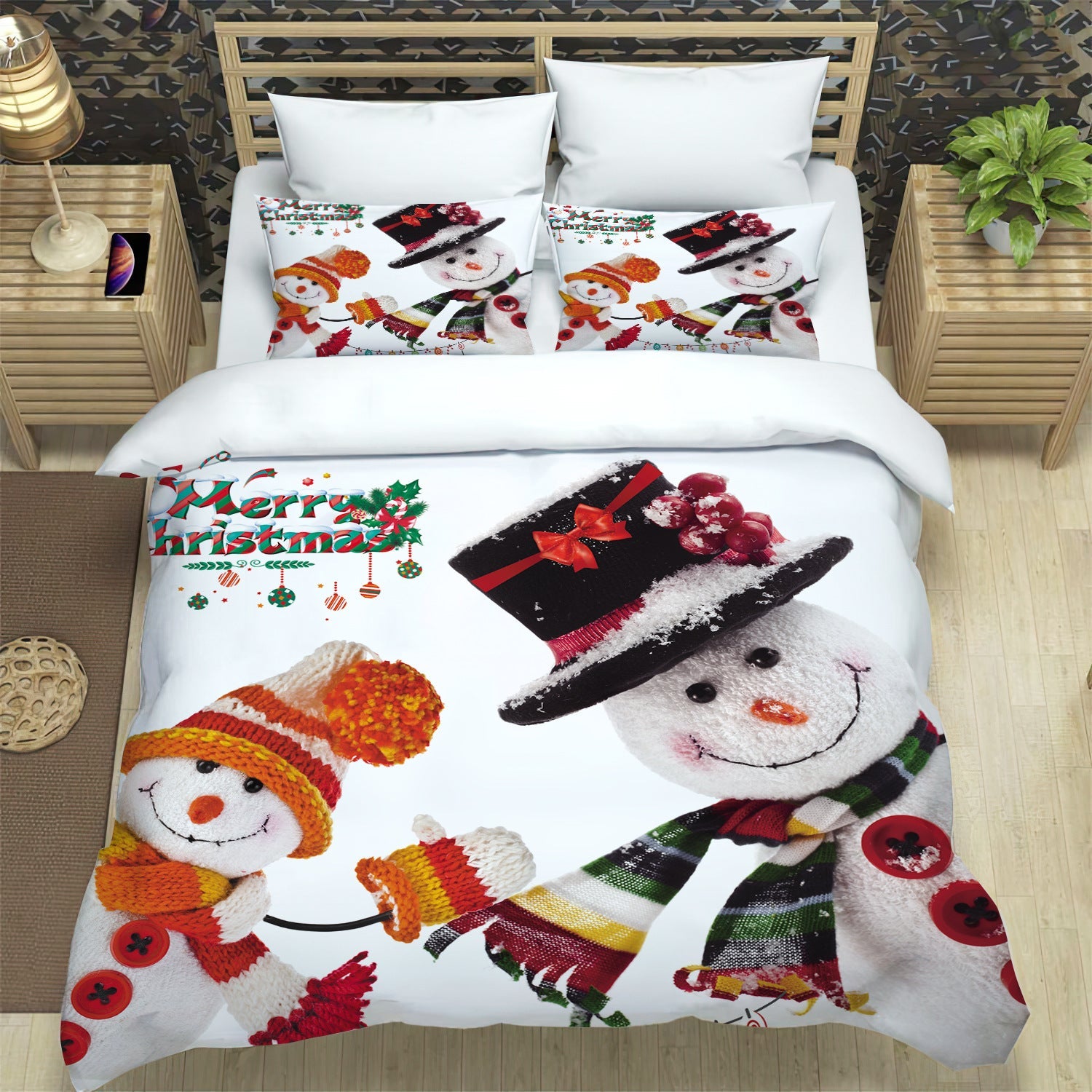 HKM-978707 Digital Printing Brushed Cloth Bedding Set with Quilt Cover and Pillowcase - Multiple Sizes Available