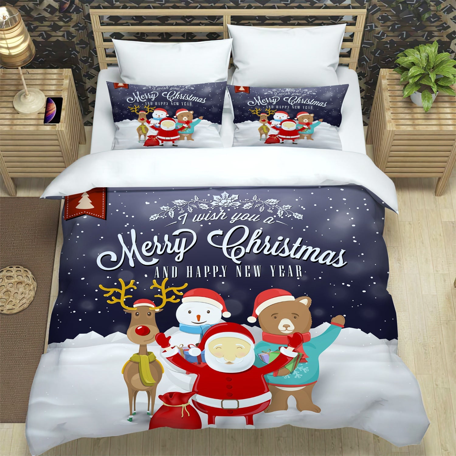 HKM-978707 Digital Printing Brushed Cloth Bedding Set with Quilt Cover and Pillowcase - Multiple Sizes Available