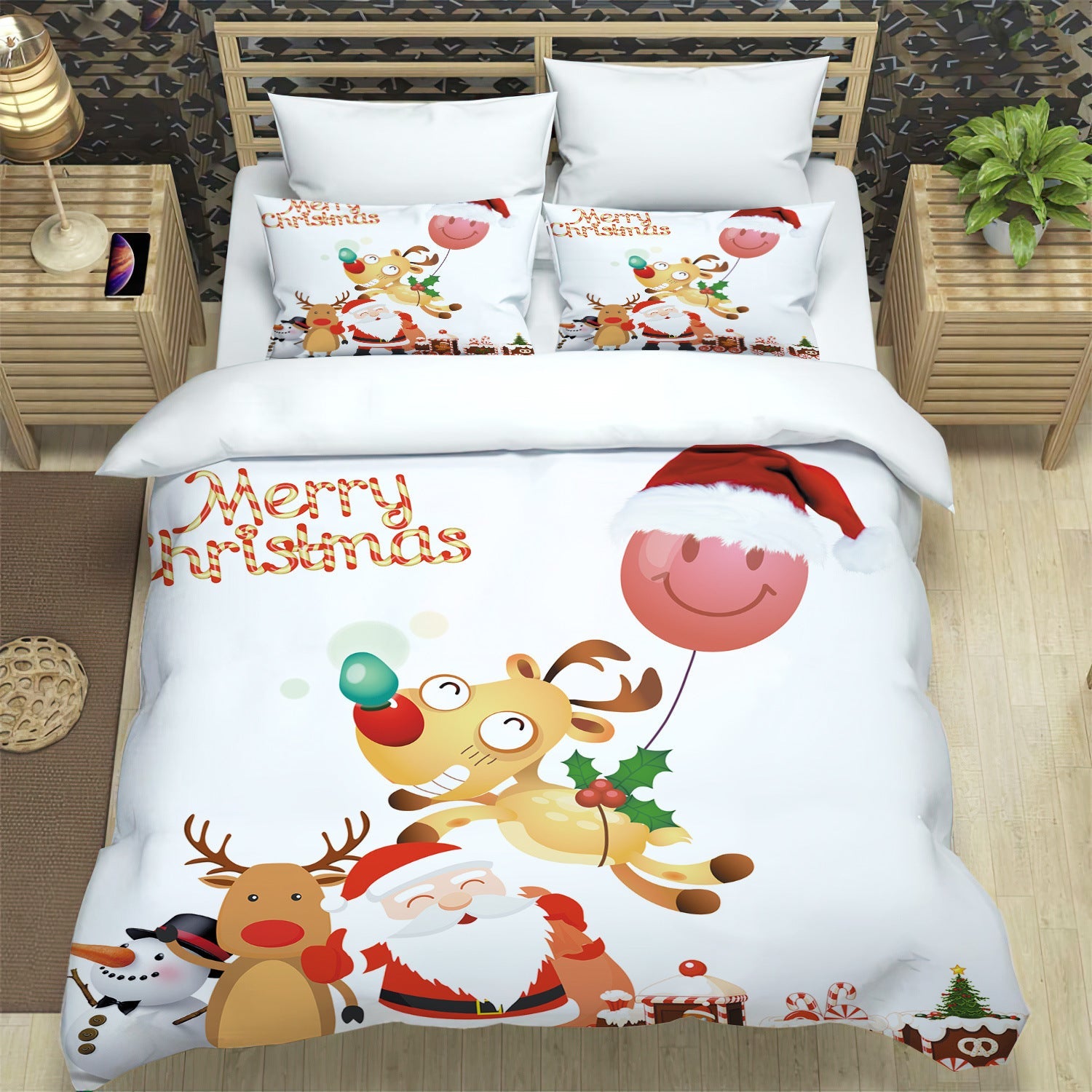 HKM-978707 Digital Printing Brushed Cloth Bedding Set with Quilt Cover and Pillowcase - Multiple Sizes Available