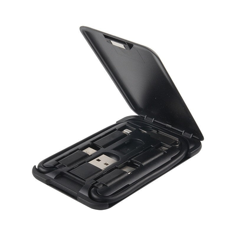 HKM-978771 Multi-Function 6-in-1 Portable Data Cable Business Card Holder with Fast Charging and Multiple Interfaces