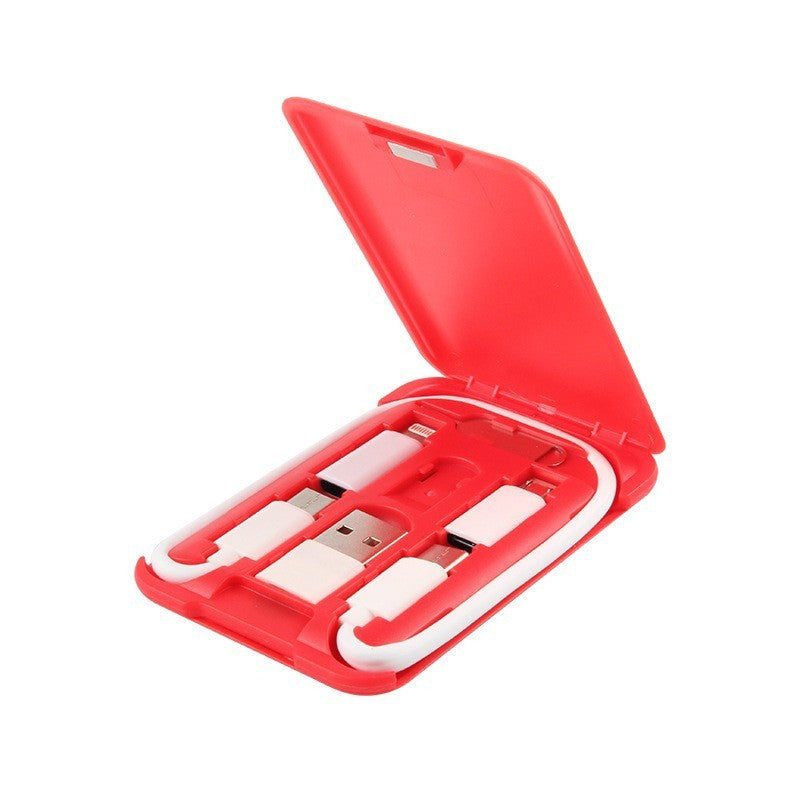 HKM-978771 Multi-Function 6-in-1 Portable Data Cable Business Card Holder with Fast Charging and Multiple Interfaces