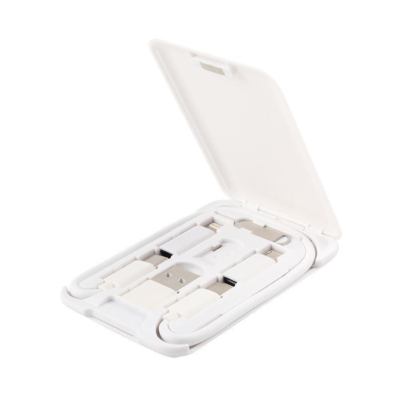 HKM-978771 Multi-Function 6-in-1 Portable Data Cable Business Card Holder with Fast Charging and Multiple Interfaces