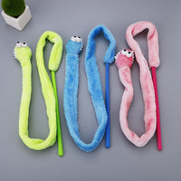 HKM-978835 Interactive Cartoon Snake Cat Toy Stick in Blue, Green, and Pink for Fun Playtime