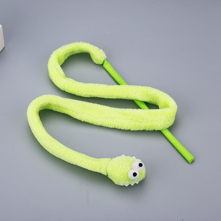 HKM-978835 Interactive Cartoon Snake Cat Toy Stick in Blue, Green, and Pink for Fun Playtime