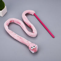HKM-978835 Interactive Cartoon Snake Cat Toy Stick in Blue, Green, and Pink for Fun Playtime