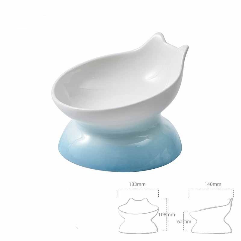 HKM-978899 Ceramic Elevated Cat Bowl with Ergonomic Design in Multiple Colors