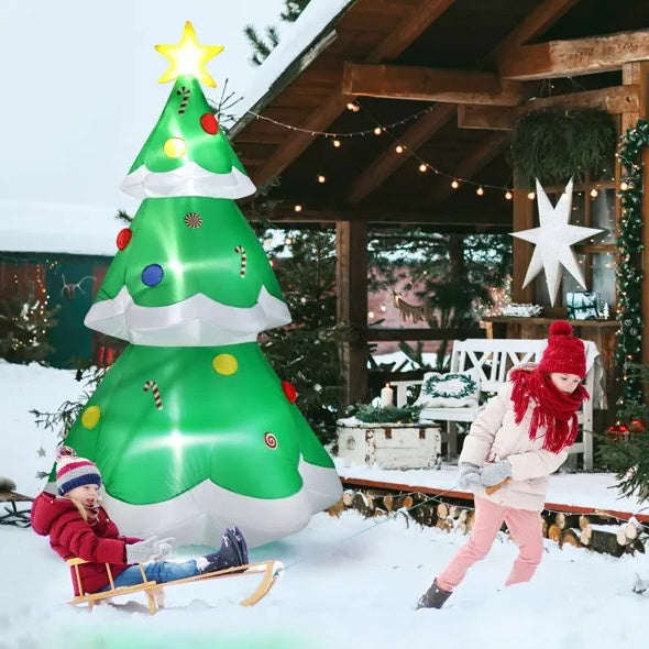 HKM-979155 6.9 FT Lighted Inflatable Christmas Tree Decoration with LED Lights for Yard and Garden Holiday Decor