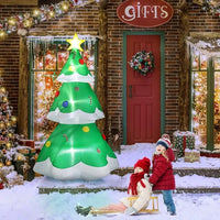 HKM-979155 6.9 FT Lighted Inflatable Christmas Tree Decoration with LED Lights for Yard and Garden Holiday Decor