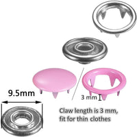 HKM-979219 Hollow Snap Fastener Button Set - 100 Sets in 10 Colors with Tool for Jeans