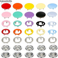HKM-979219 Hollow Snap Fastener Button Set - 100 Sets in 10 Colors with Tool for Jeans