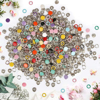 HKM-979219 Hollow Snap Fastener Button Set - 100 Sets in 10 Colors with Tool for Jeans