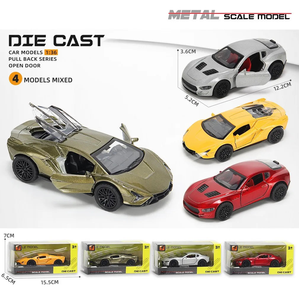 HKM-979347 Diecast 1:36 Scale Alloy Toy Car for Children Ages 2 and Up, Non-Battery Powered Vehicle