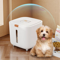 HKM-979411 Large Ivory White Pet Storage Barrel - Food Container with 6kg to 12kg Capacity