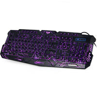 HKM-979411 Tricolor Backlit Wired Gaming Keyboard and Mouse Set with 108 Keys and USB Connection