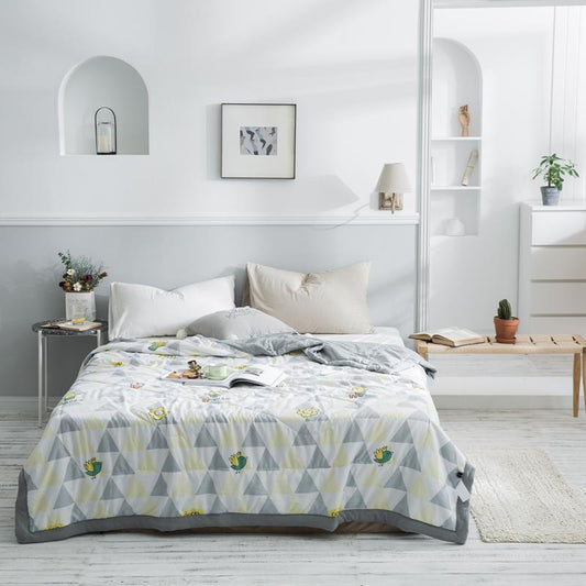 HKM-979539 Summer Printed Quilt for Air Conditioner - Soft Washed Cotton, Machine Washable, Low Temp Care