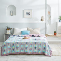 HKM-979539 Summer Printed Quilt for Air Conditioner - Soft Washed Cotton, Machine Washable, Low Temp Care