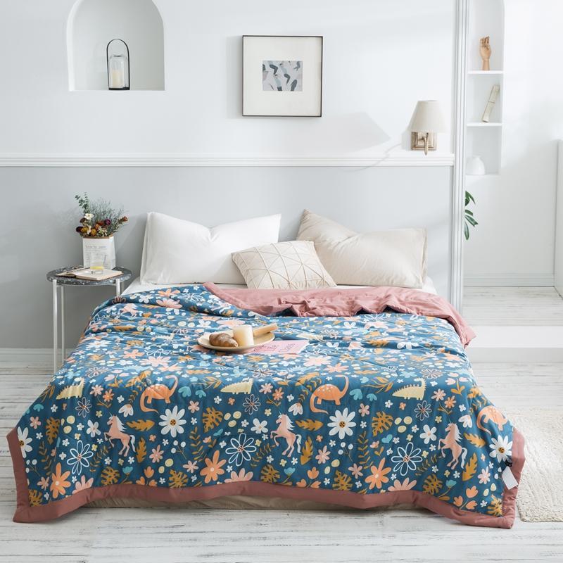 HKM-979539 Summer Printed Quilt for Air Conditioner - Soft Washed Cotton, Machine Washable, Low Temp Care
