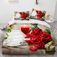 HKM-979859 Floral 3D Digital Printing Bed Sheet Set for 1.8m Bed (Three-Piece)