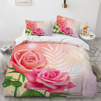 HKM-979859 Floral 3D Digital Printing Bed Sheet Set for 1.8m Bed (Three-Piece)