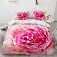 HKM-979859 Floral 3D Digital Printing Bed Sheet Set for 1.8m Bed (Three-Piece)