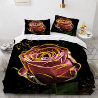 HKM-979859 Floral 3D Digital Printing Bed Sheet Set for 1.8m Bed (Three-Piece)