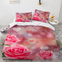 HKM-979859 Floral 3D Digital Printing Bed Sheet Set for 1.8m Bed (Three-Piece)