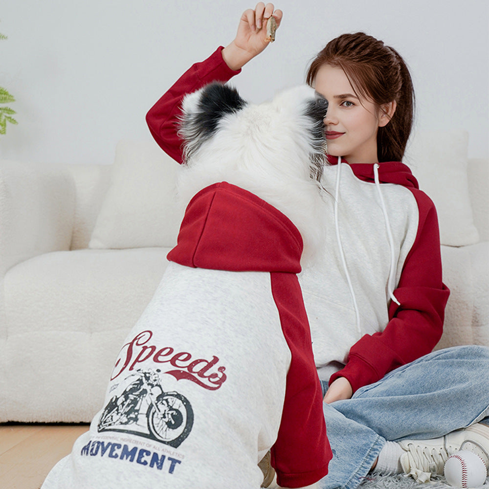 HKM-980115 Cozy Cotton Dog Hoody for Autumn and Winter in Wine Red, Multiple Sizes Available