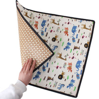 HKM-980307 Double-Sided Pet Mat for Small Dogs - Soft Plant Vine Woven Fabric with Kitten Pattern - Available in Multiple Sizes