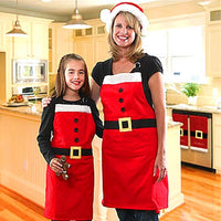 HKM-980307 Red Christmas Apron for Women and Children, Stylish Kitchen Cooking Apron, Great Holiday Gift