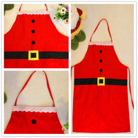HKM-980307 Red Christmas Apron for Women and Children, Stylish Kitchen Cooking Apron, Great Holiday Gift