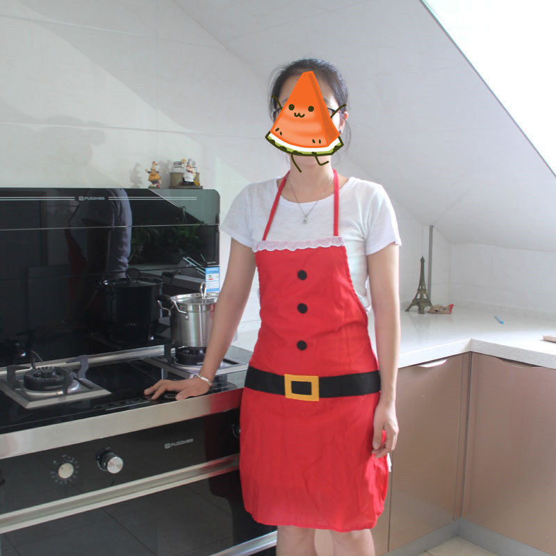 HKM-980307 Red Christmas Apron for Women and Children, Stylish Kitchen Cooking Apron, Great Holiday Gift