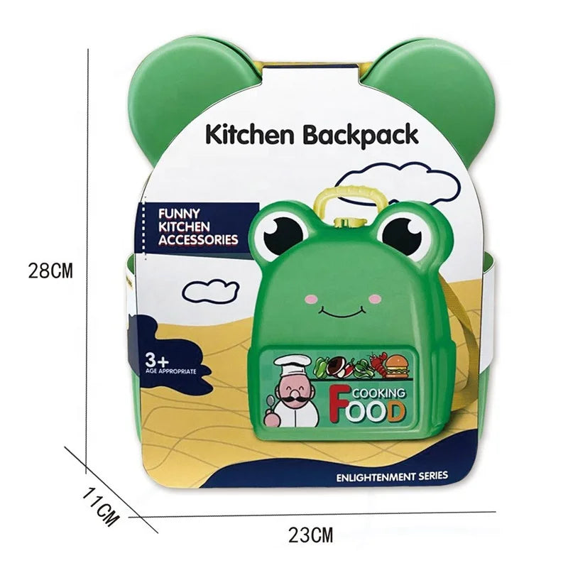 KTX-980371 Pretend Play Kitchen Toy Set with Backpack for Ages 3+