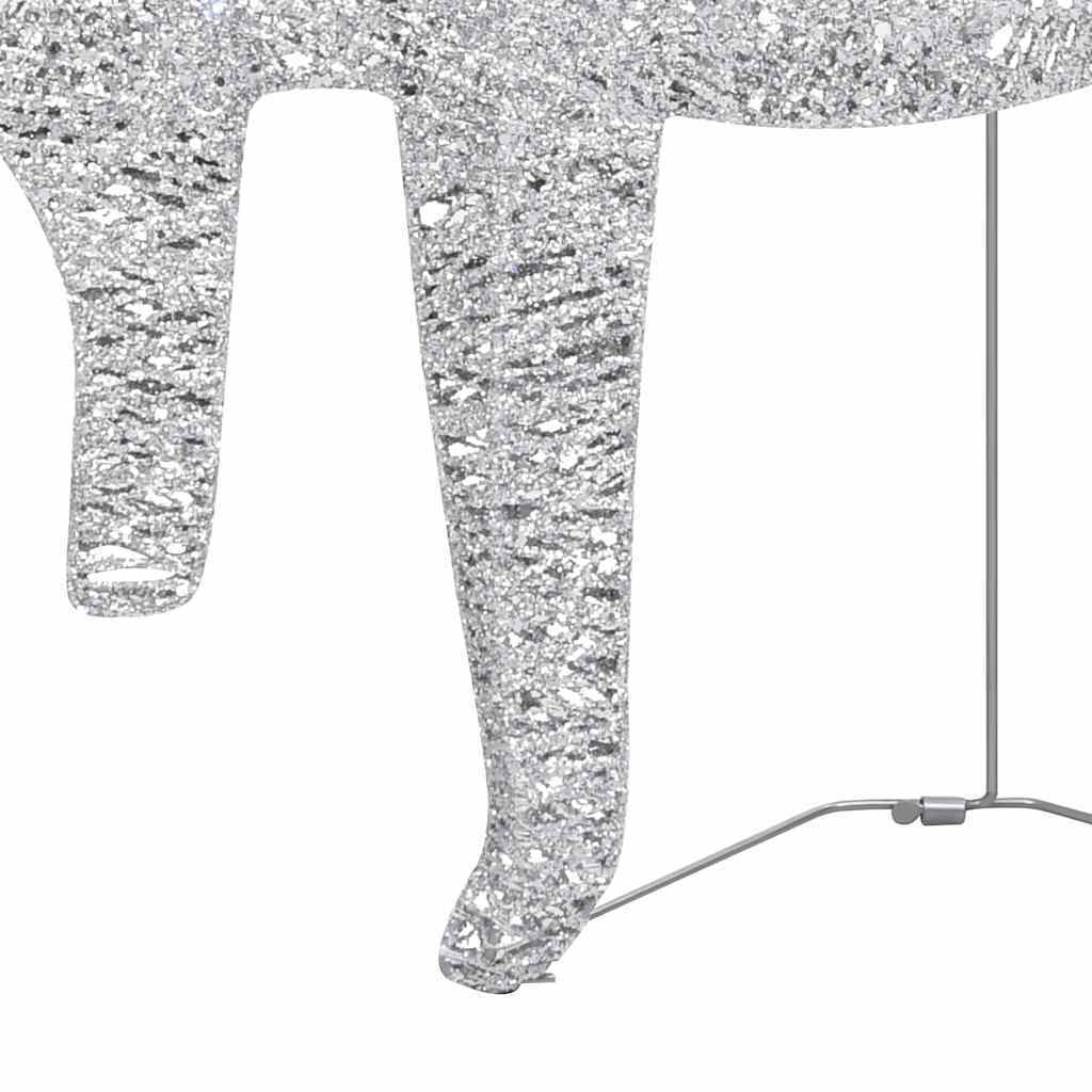 HKM-980499 LED Reindeer and Sleigh Outdoor Christmas Decoration with 60 Silver Lights, Energy-Efficient and Indoor/Outdoor Use