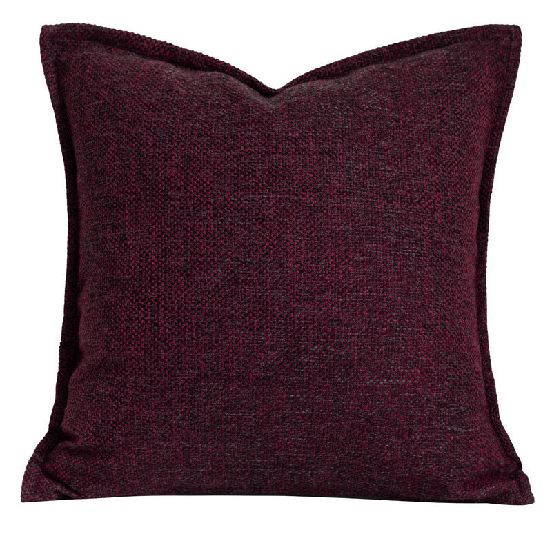 HKM-980691 Bordeaux Red Luxury Pillow Set with Embroidery and Textured Designs - 45x45cm