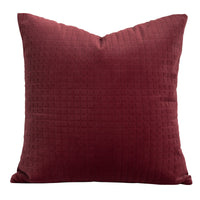 HKM-980691 Bordeaux Red Luxury Pillow Set with Embroidery and Textured Designs - 45x45cm