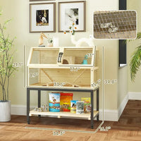 HKM-980691 Large Two-Tier Hamster Cage with Wheels, Storage Shelf, Ramps, Water Bottle & Accessories for Small Pets