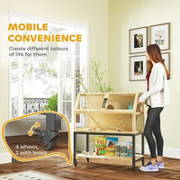 HKM-980691 Large Two-Tier Hamster Cage with Wheels, Storage Shelf, Ramps, Water Bottle & Accessories for Small Pets