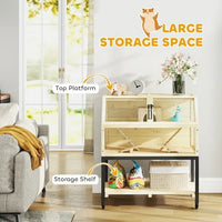 HKM-980691 Large Two-Tier Hamster Cage with Wheels, Storage Shelf, Ramps, Water Bottle & Accessories for Small Pets
