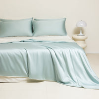 HKM-980691 Washed Ice Silk Solid Color Bed Sheet and Quilt Cover Set for Modern Bedrooms