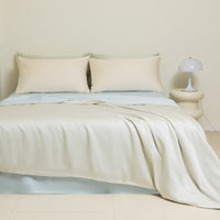 HKM-980691 Washed Ice Silk Solid Color Bed Sheet and Quilt Cover Set for Modern Bedrooms