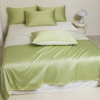 HKM-980691 Washed Ice Silk Solid Color Bed Sheet and Quilt Cover Set for Modern Bedrooms