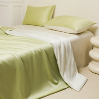 HKM-980691 Washed Ice Silk Solid Color Bed Sheet and Quilt Cover Set for Modern Bedrooms