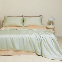 HKM-980691 Washed Ice Silk Solid Color Bed Sheet and Quilt Cover Set for Modern Bedrooms