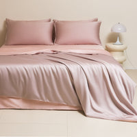 HKM-980691 Washed Ice Silk Solid Color Bed Sheet and Quilt Cover Set for Modern Bedrooms