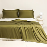 HKM-980691 Washed Ice Silk Solid Color Bed Sheet and Quilt Cover Set for Modern Bedrooms