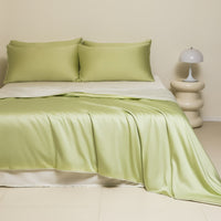 HKM-980691 Washed Ice Silk Solid Color Bed Sheet and Quilt Cover Set for Modern Bedrooms