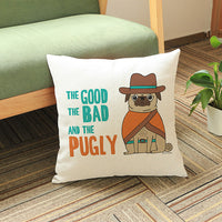 HKM-980755 Creative PUG Dog Printed Cushion Cover - Cotton Linen & Velvet, Modern Design, 45x45 cm