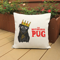 HKM-980755 Creative PUG Dog Printed Cushion Cover - Cotton Linen & Velvet, Modern Design, 45x45 cm